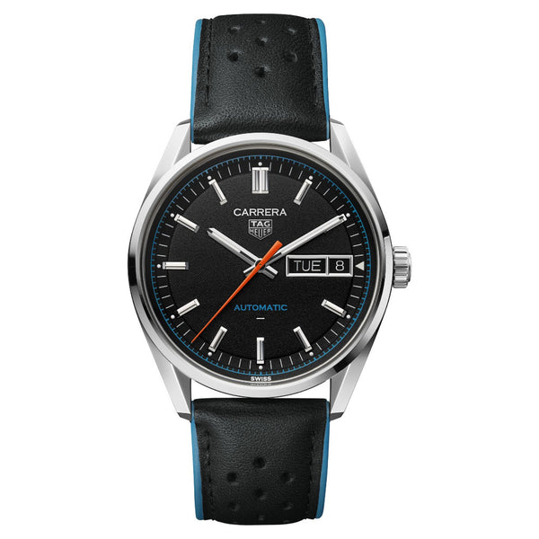 Tag Heuer Carrera Day-Date Automatic, Black Dial, Leather Strap 41mm Watch WDA2110.FC6614