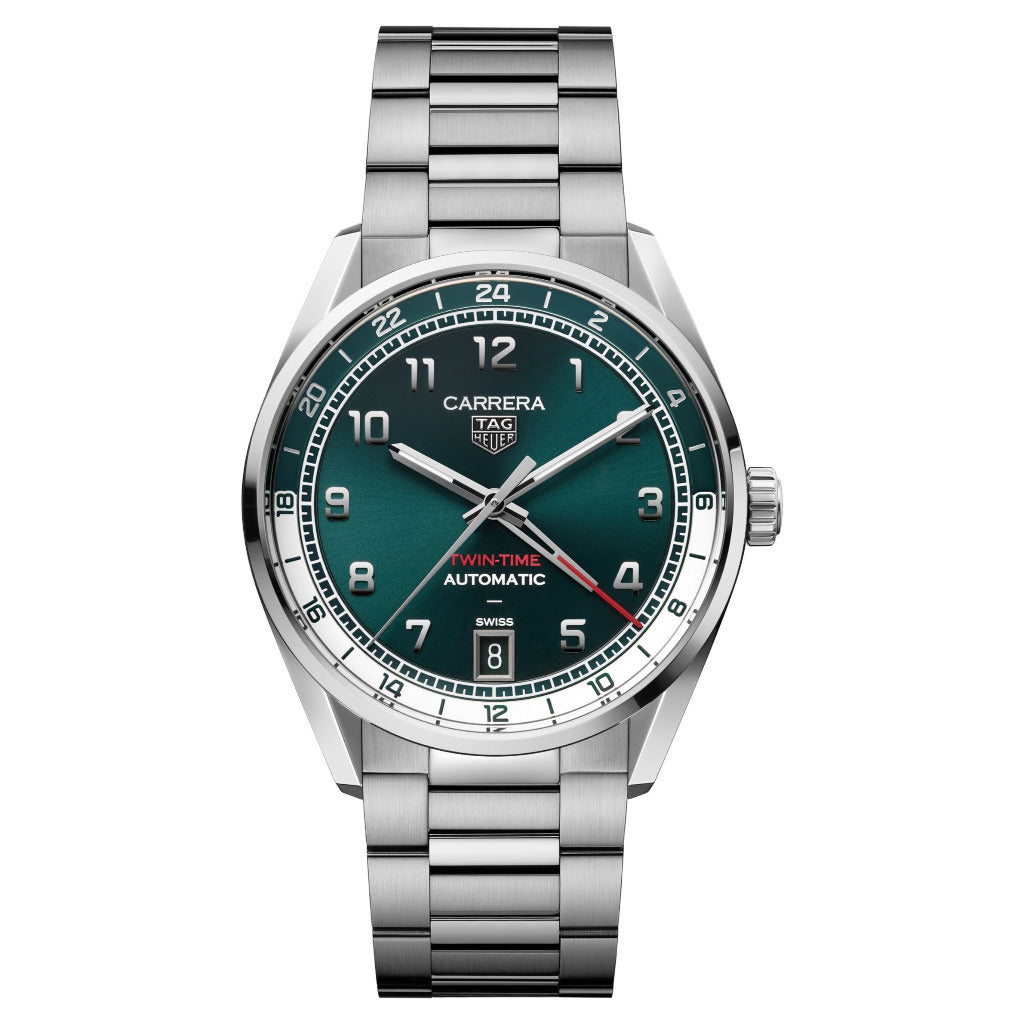 Tag Heuer Carrera Date Twin-Time Automatic, Green Dial, Bracelet 41mm Watch WDA2114.BA0043