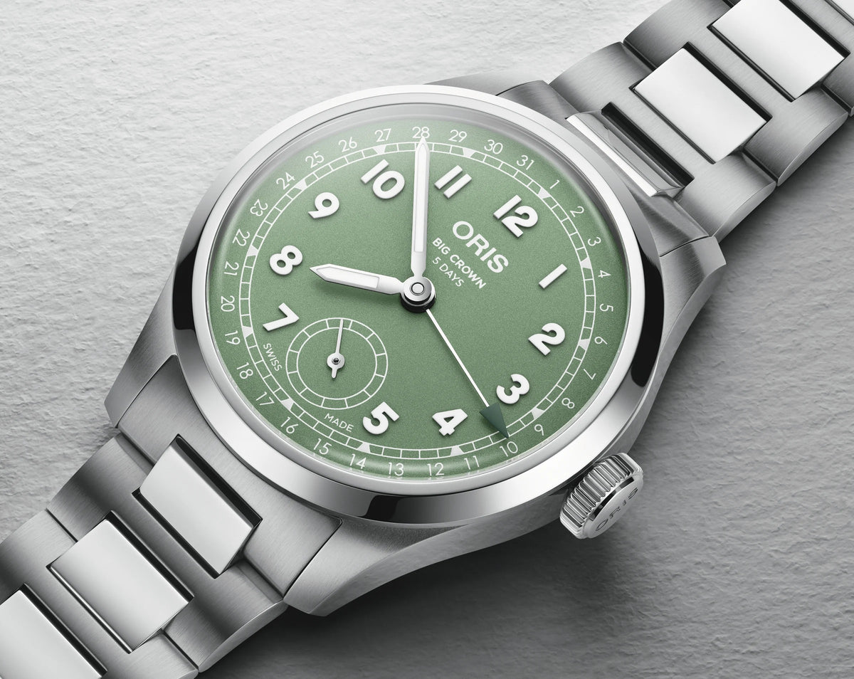 Oris Big Crown Pointer Date Calibre 403 Green, Stainless Steel Watch 38mm