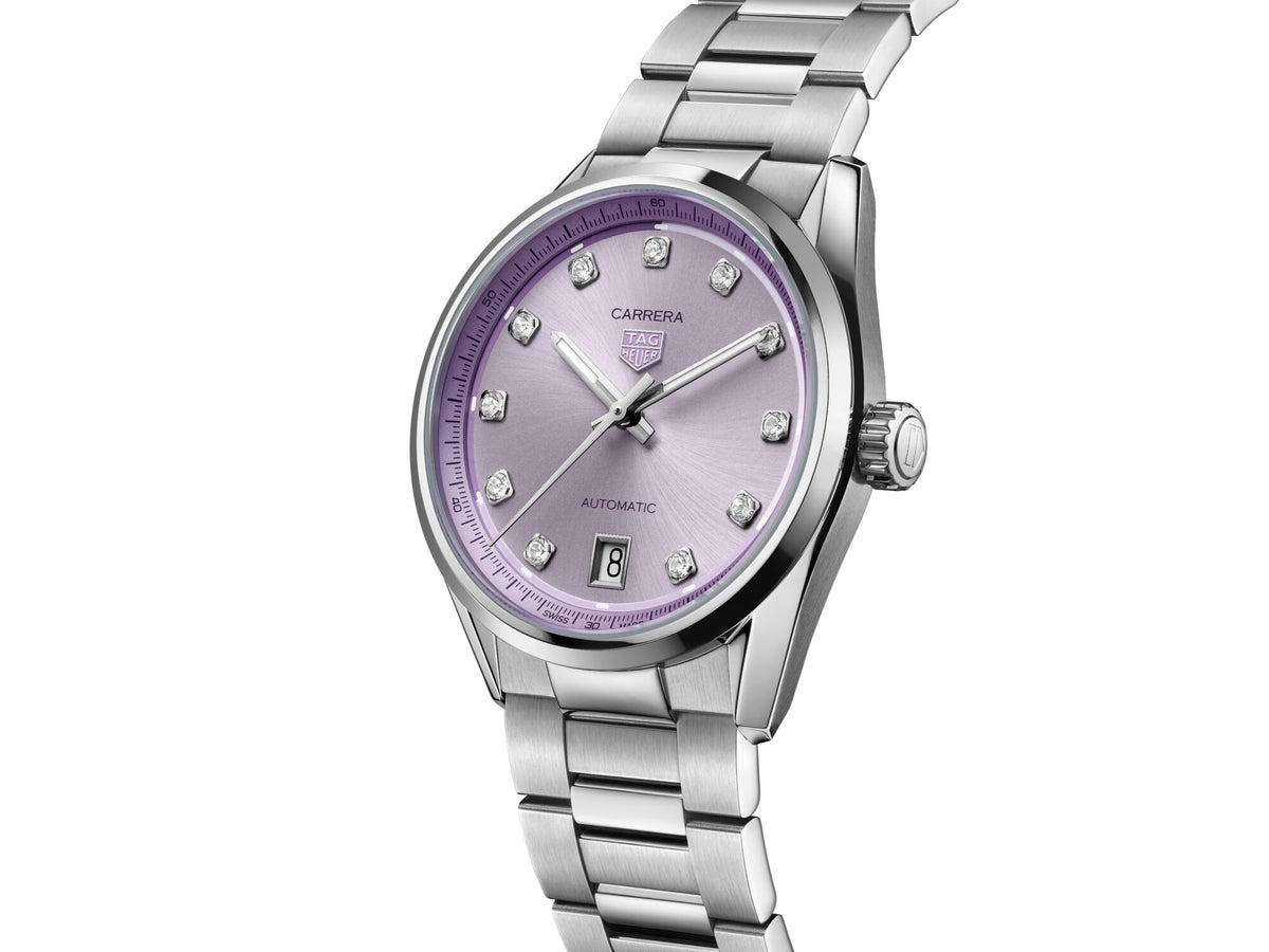 Tag Heuer Carrera Date Automatic Lilac Diamond Dial 36mm Watch WBN2319.BA0001