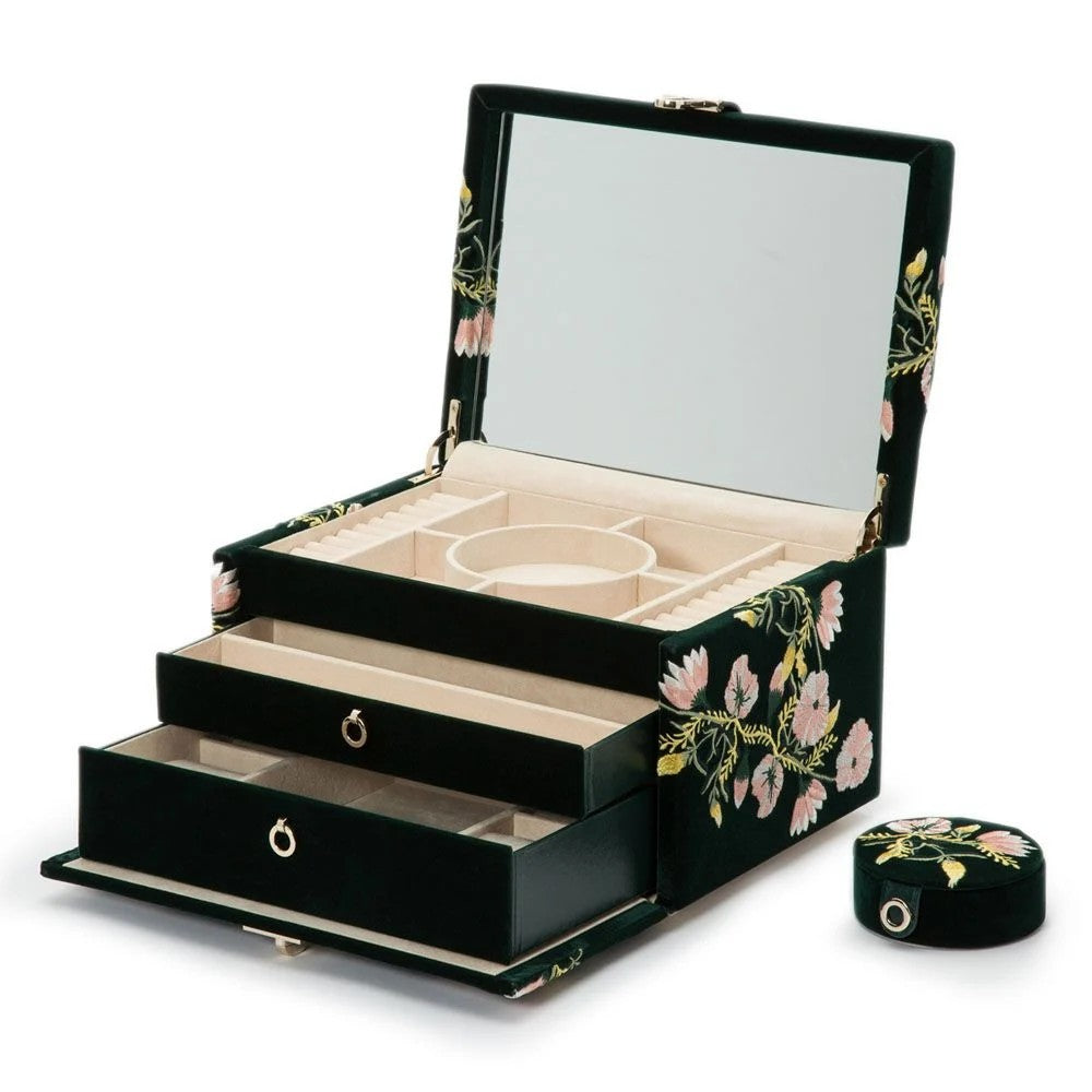 Wolf Zoe Medium Jewellery Box - Forest Green