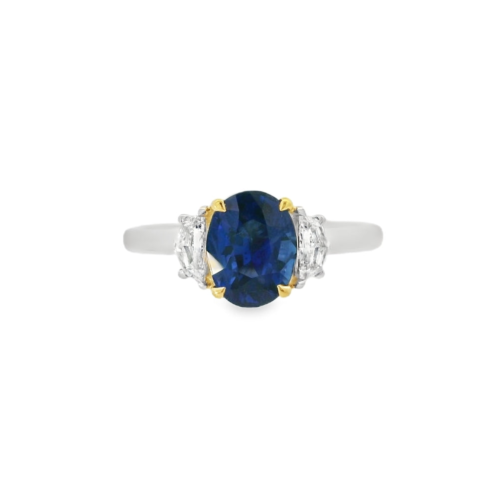 3 Stone Sapphire & Diamond Platinum Rin