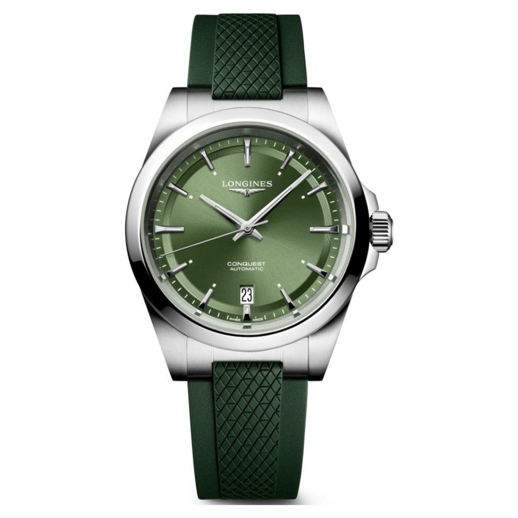 Longines Conquest Automatic Green Rubber Strap 38mm Watch L37204029