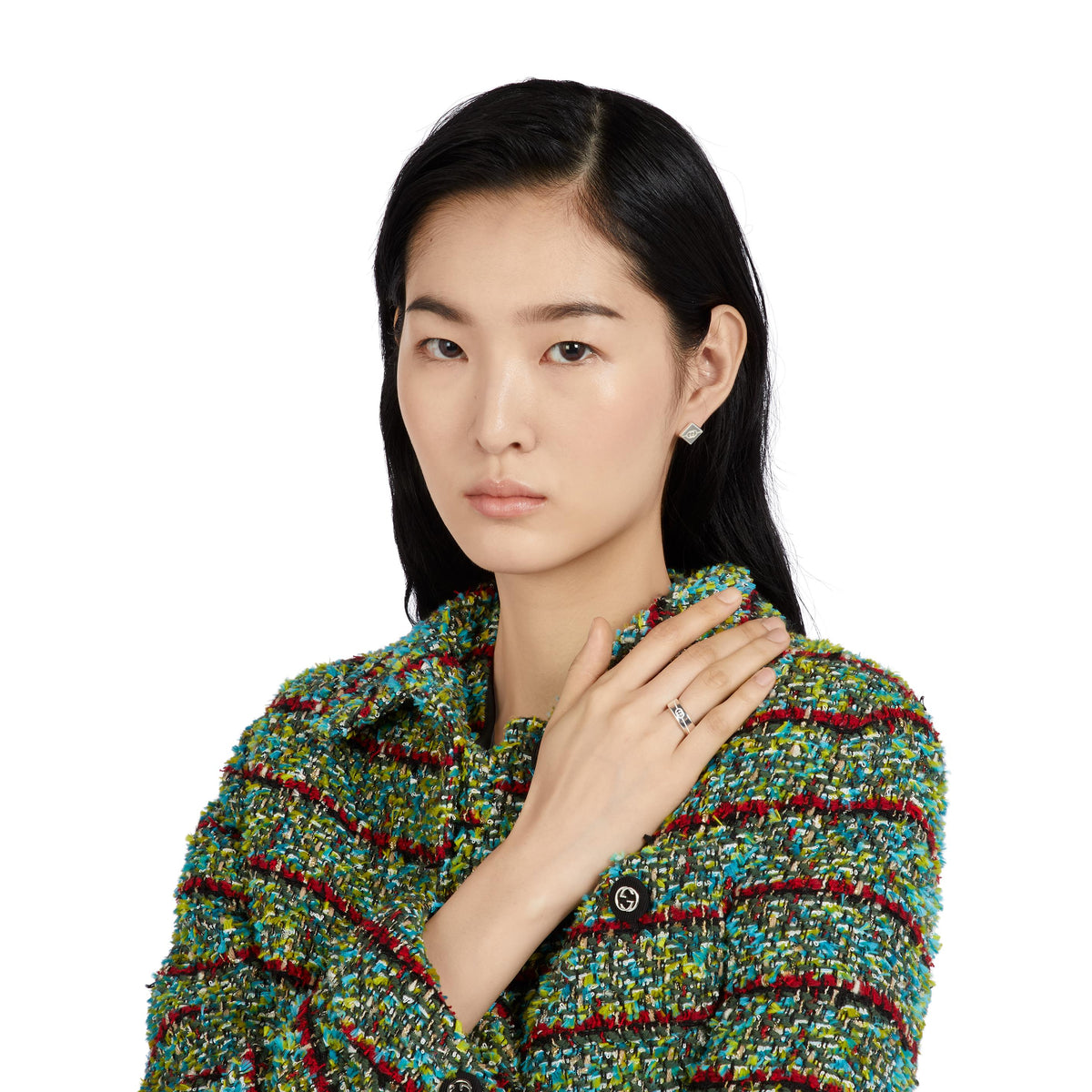 Gucci Diagonal Interlocking G Sterling Silver Earrings