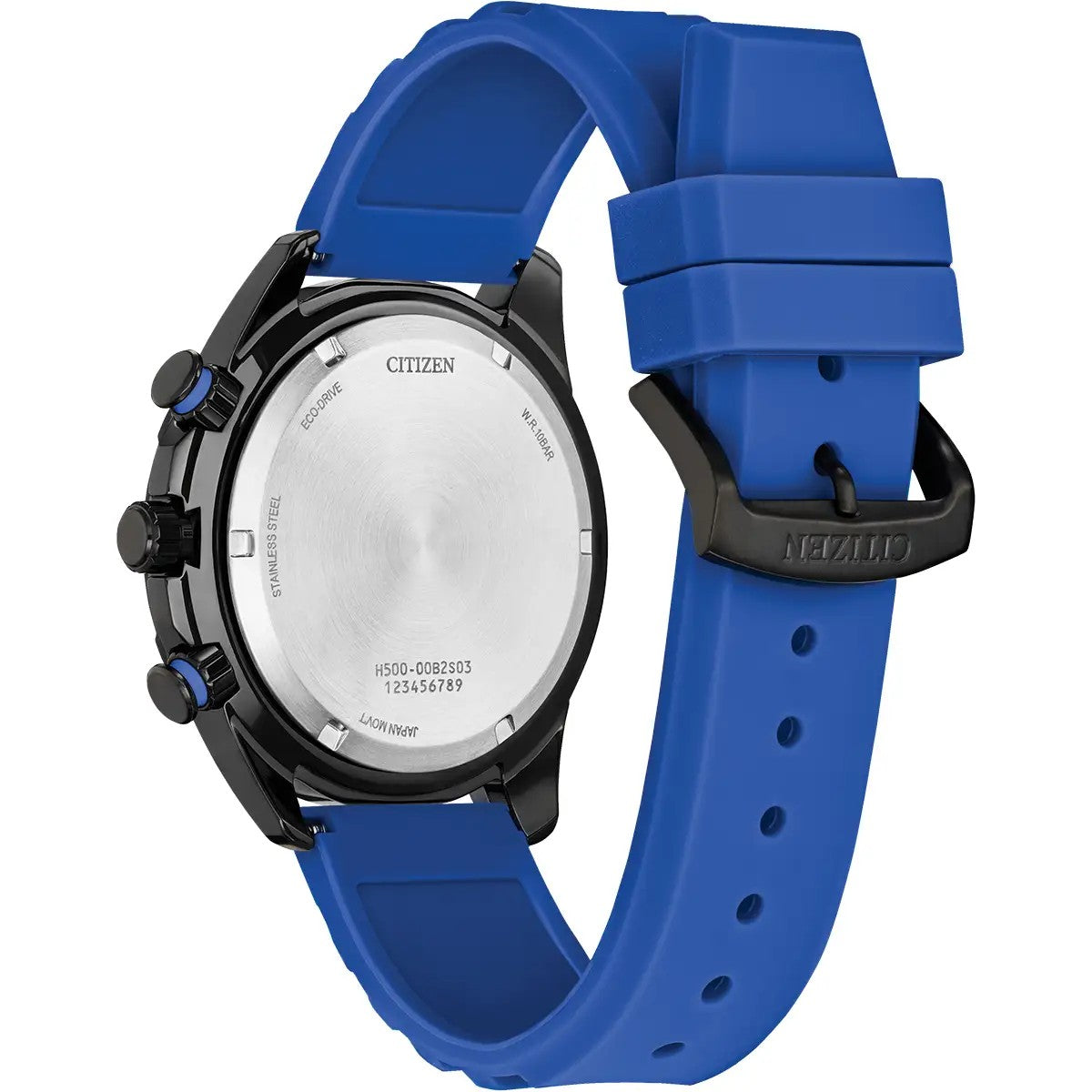 Citizen Eco-Drive Sport Chronograph Blue Rubber 45mm Watch AT2586-05E