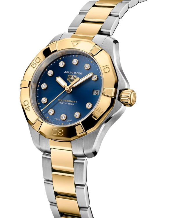 Tag Heuer Aquaracer Professional 200 Solargraph Blue Two Tone Diamond Dial 34mm WBP1323.BB0004