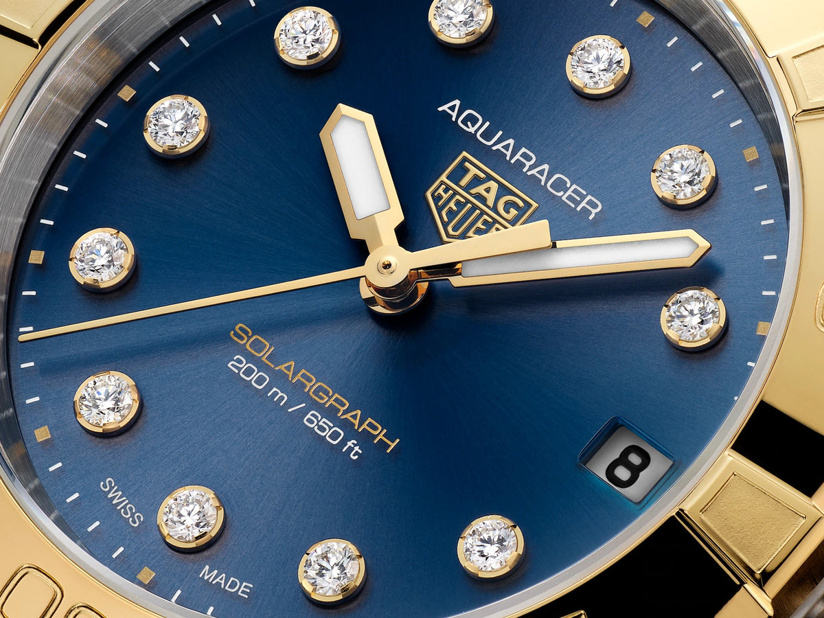 Tag Heuer Aquaracer Professional 200 Solargraph Blue Two Tone Diamond Dial 34mm WBP1323.BB0004