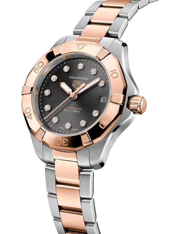 Tag Heuer Aquaracer Professional 200 Solargraph Black Two Tone Diamond Dial 34mm WBP1324.BB0005