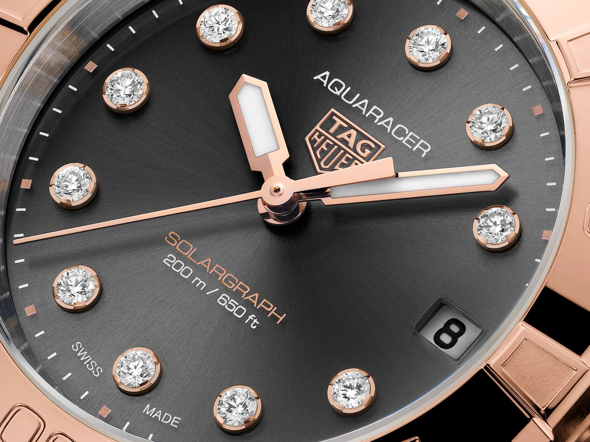 Tag Heuer Aquaracer Professional 200 Solargraph Black Two Tone Diamond Dial 34mm WBP1324.BB0005