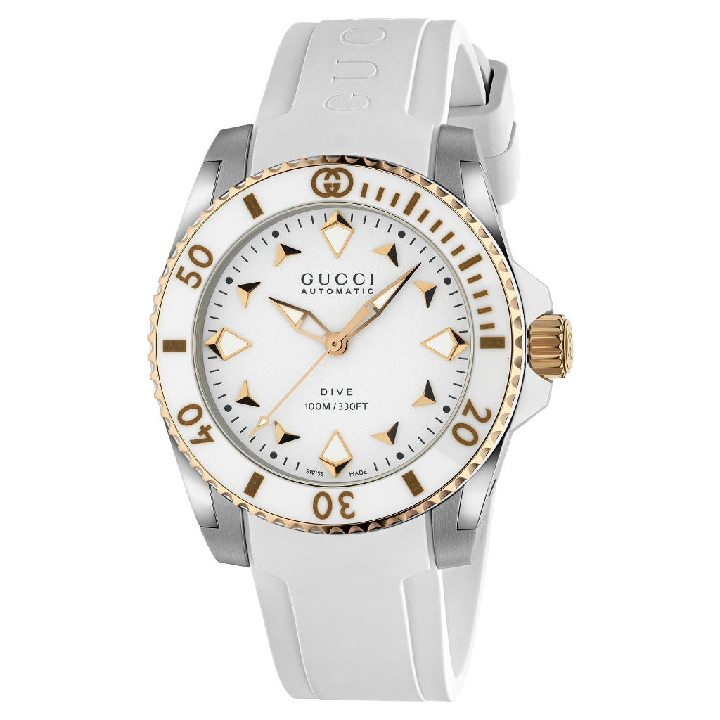 GUCCI Dive Automatic White & Rose 36mm Watch YA136407