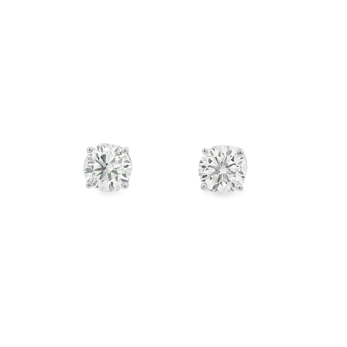Lab Grown 3.08ct Diamond Single Stone Stud 18ct White Gold Earrings