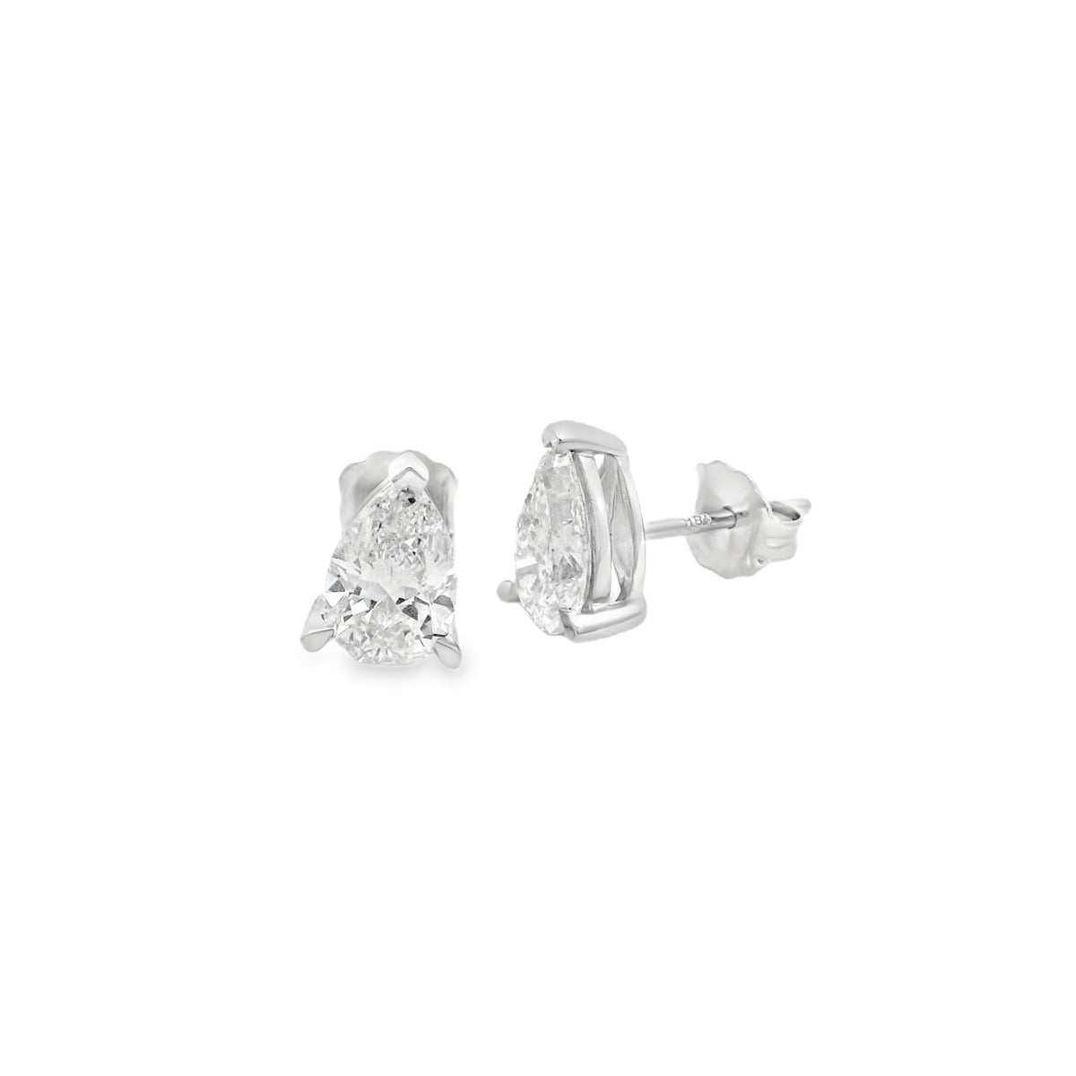 Lab Grown 2.06ct Diamond Single Stone Pear 18ct White Gold Earrings