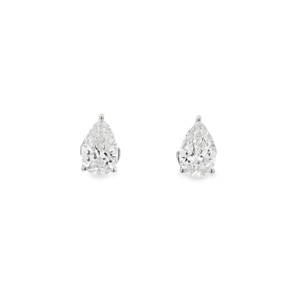 Lab Grown 3.10ct Diamond Single Stone Pear 18ct White Gold Earrings