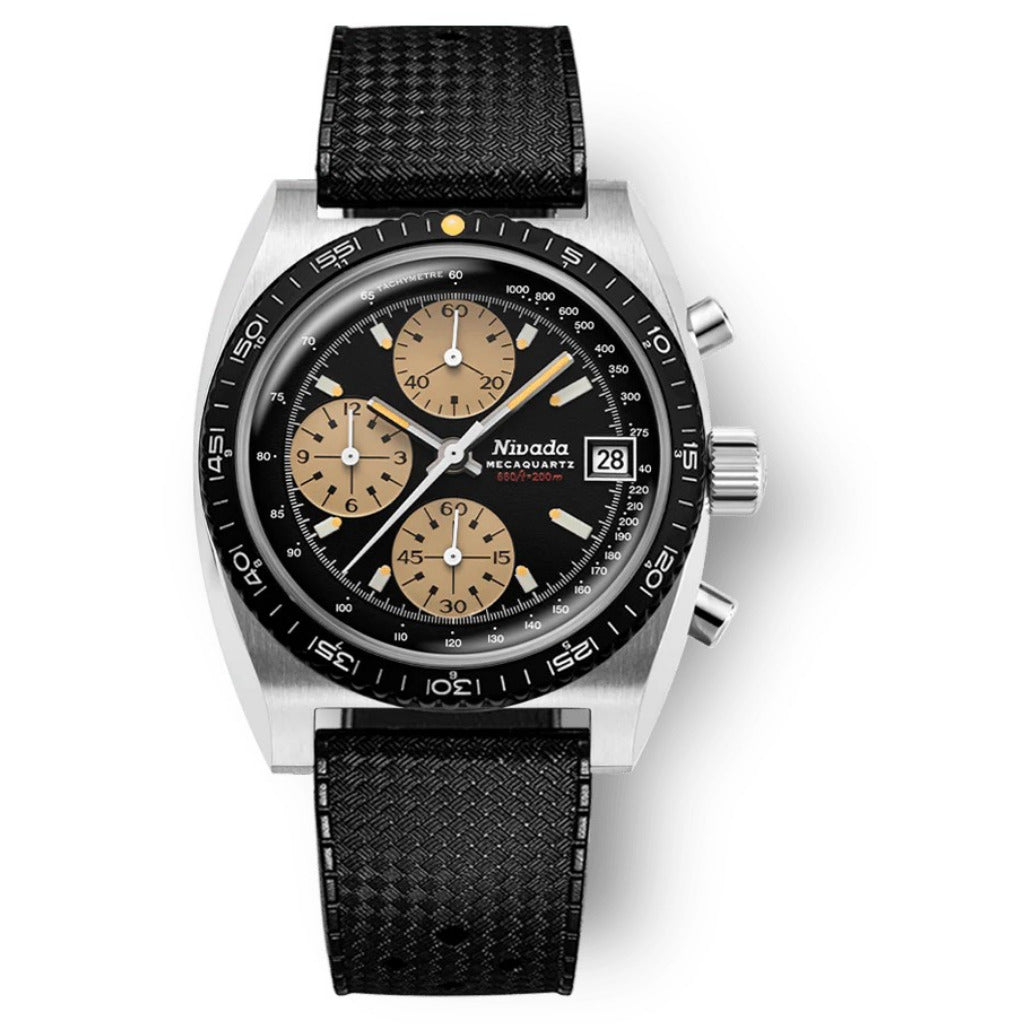 Nivada Grenchen Chronosport Mecaquartz Rubber Strap 38mm Watch 77001Q01