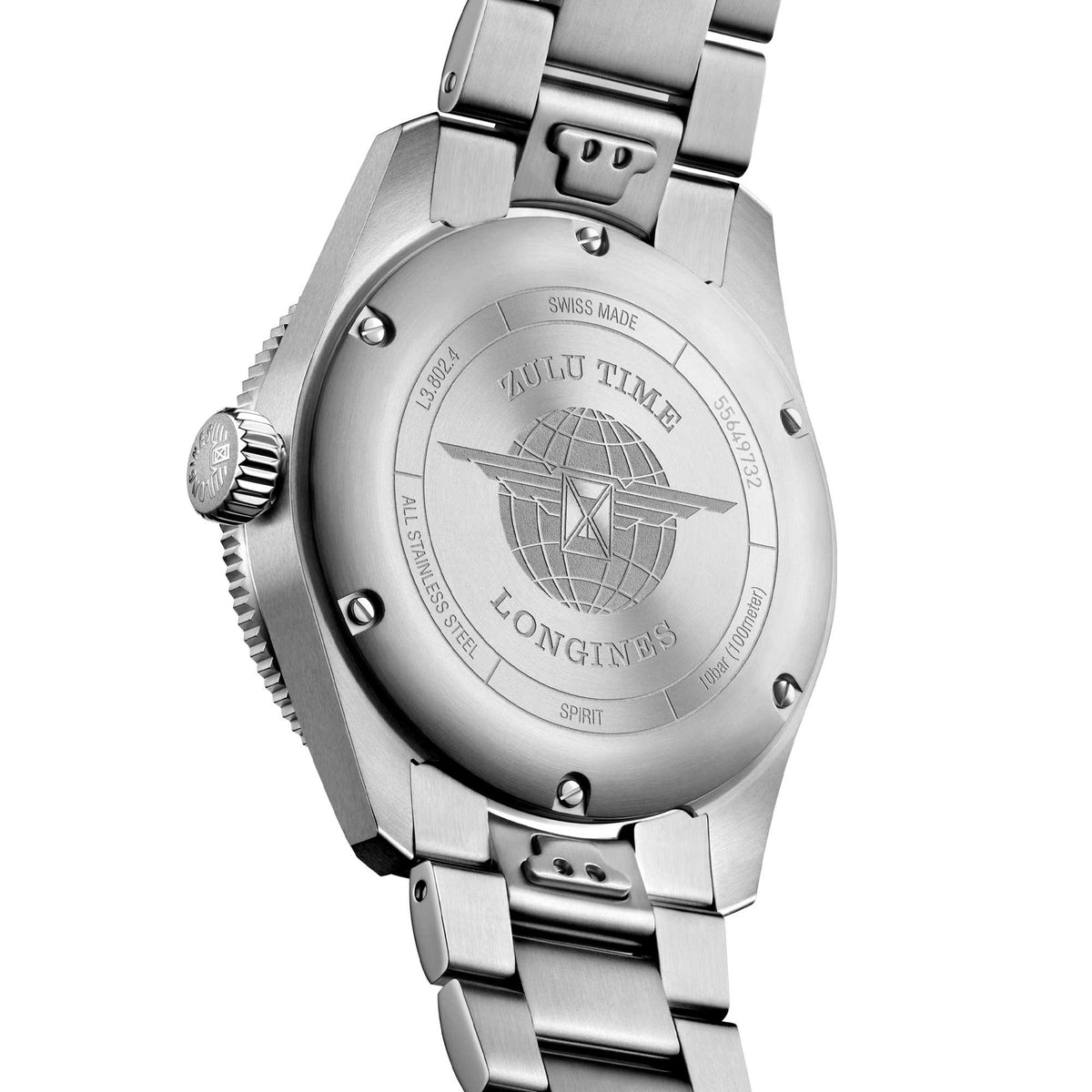 Longines Spirit Zulu Time Steel Grey & Ceramic Bezel 39mm Watch L3.802.4.50.6