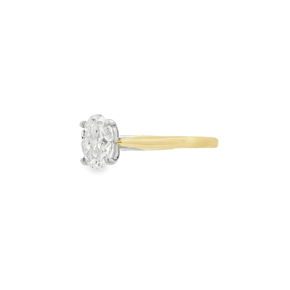 Yellow Gold Oval Cut 0.90ct Diamond Ring
