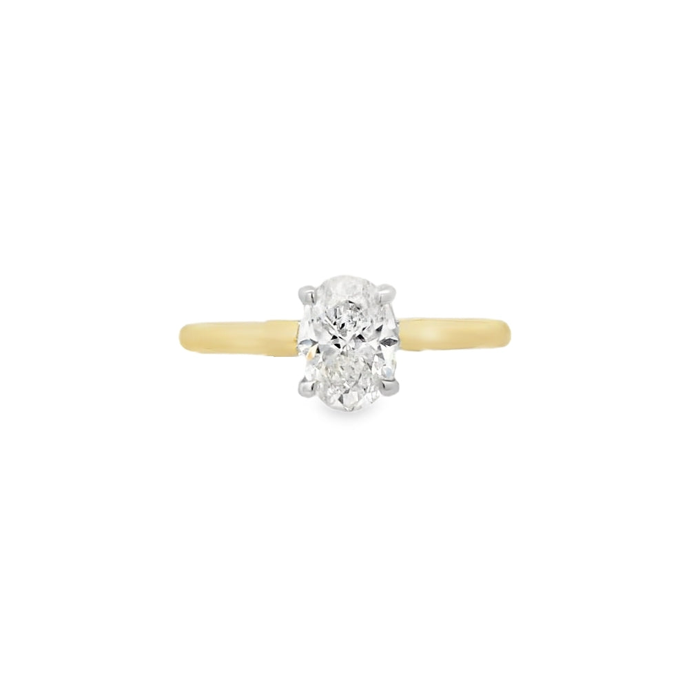 Yellow Gold Oval Cut 0.90ct Diamond Ring