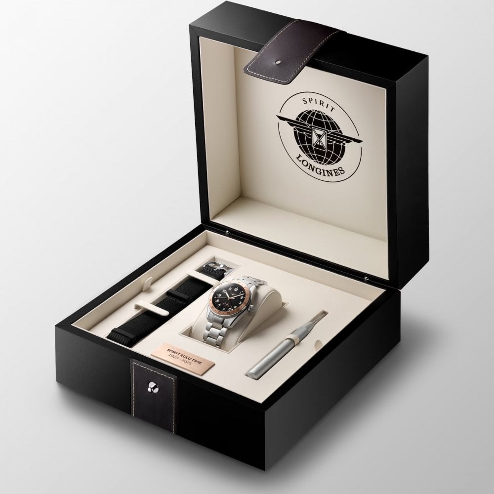 Longines Spirit Zulu Time 1925 Rose Bezel 39mm Watch L3.803.5.53.6