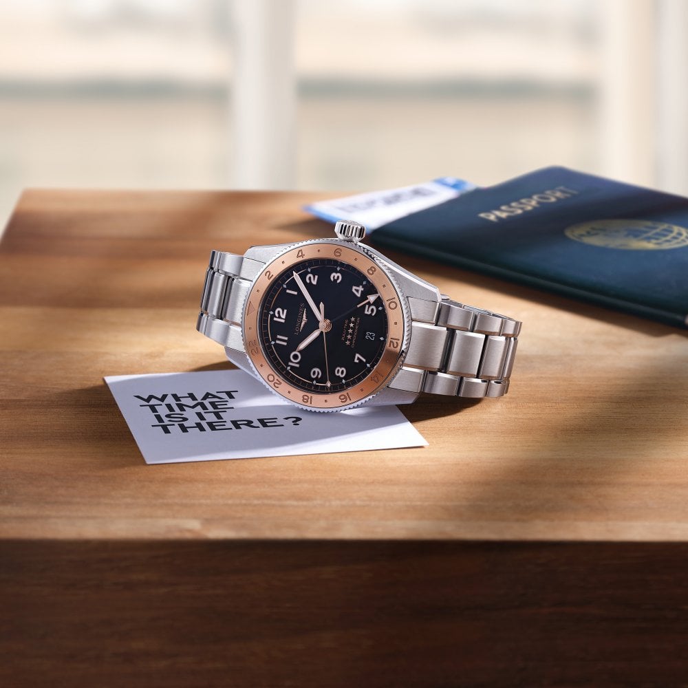 Longines Spirit Zulu Time 1925 Rose Bezel 39mm Watch L3.803.5.53.6