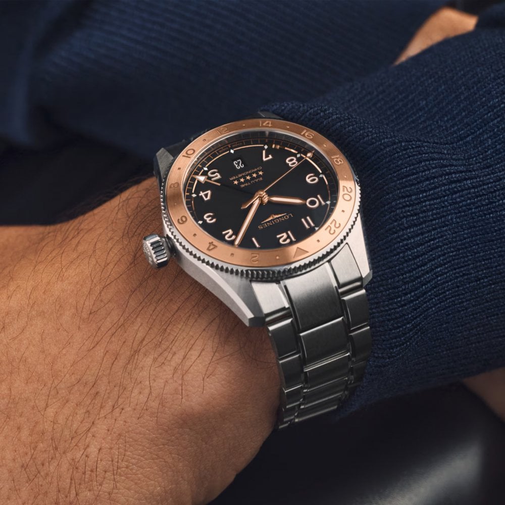 Longines Spirit Zulu Time 1925 Rose Bezel 39mm Watch L3.803.5.53.6