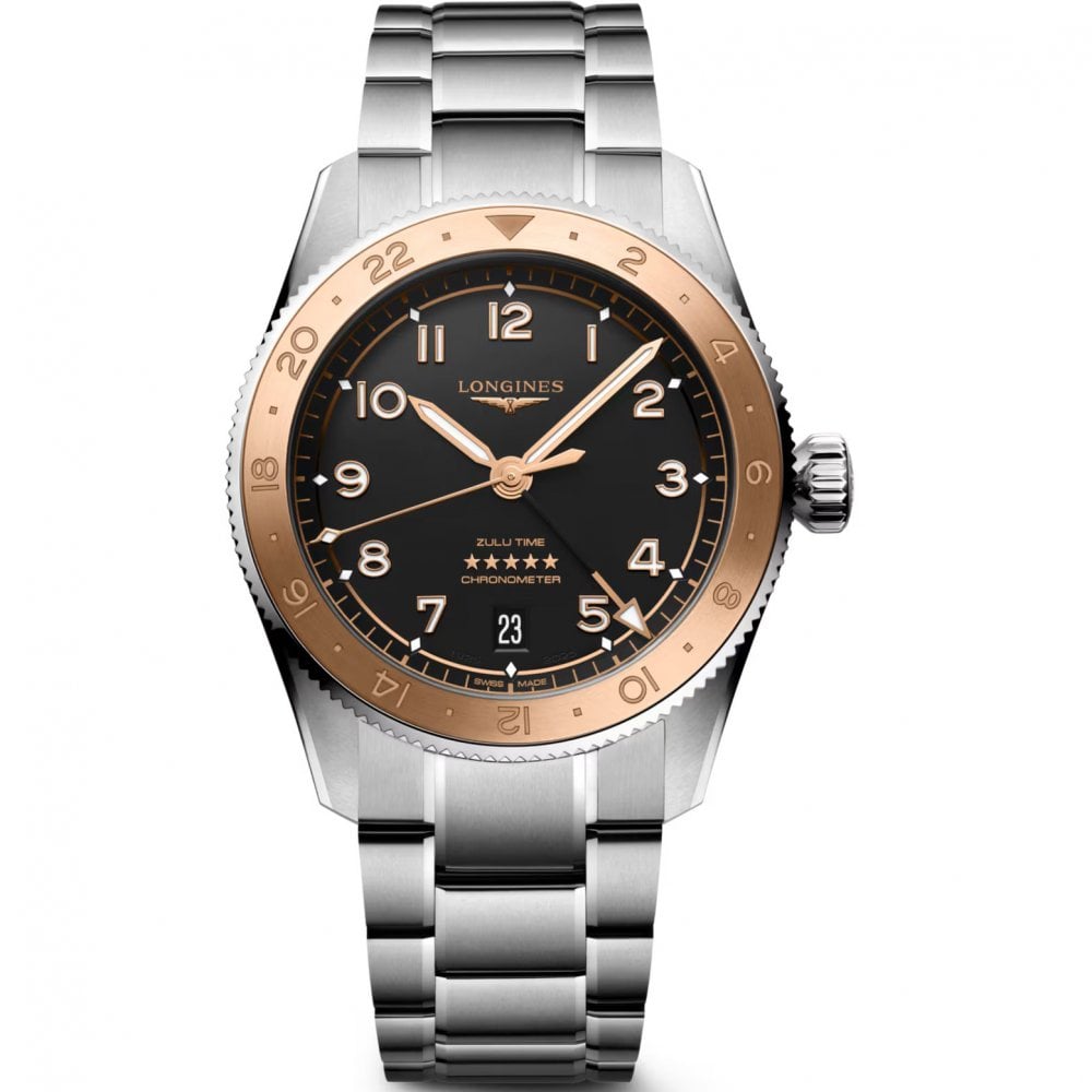 Longines Spirit Zulu Time 1925 Rose Bezel 39mm Watch L3.803.5.53.6