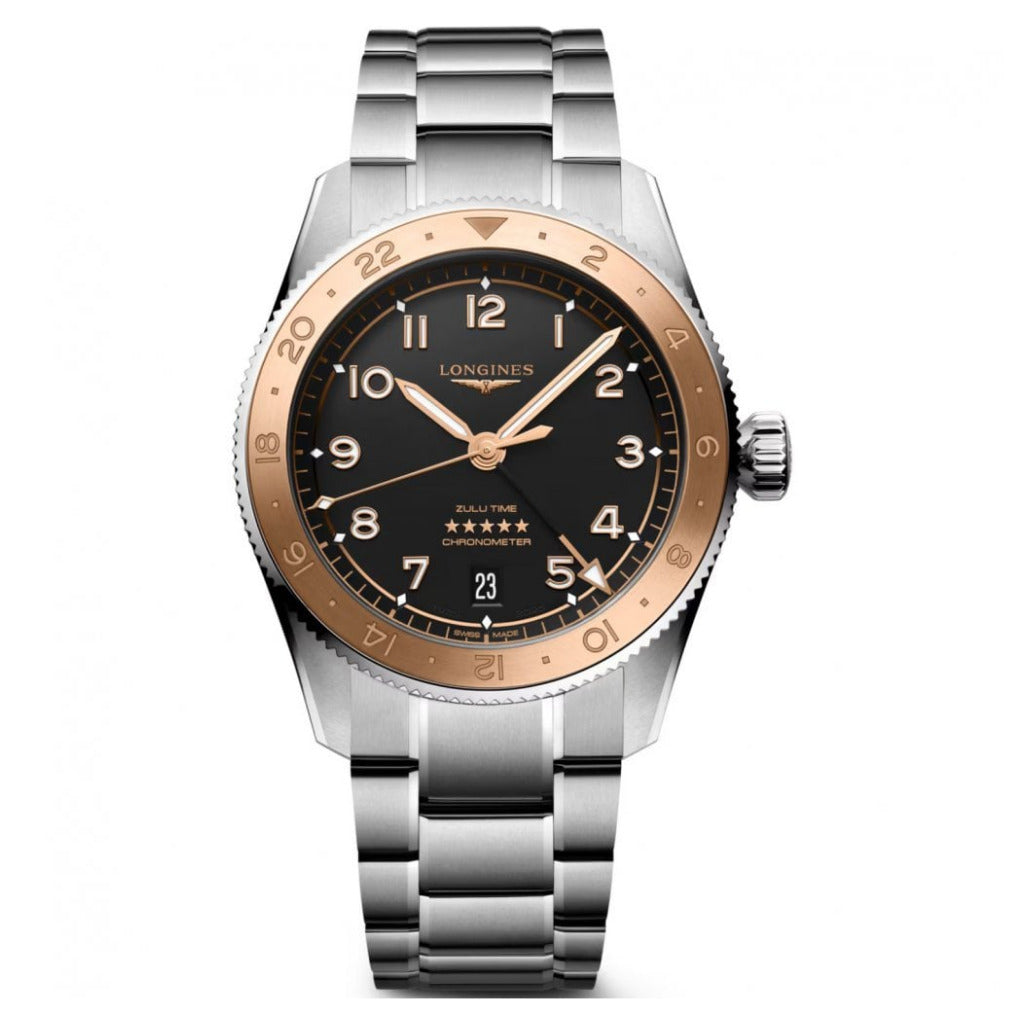 Longines Spirit Zulu Time 1925 Rose Bezel 39mm Watch L3.803.5.53.6