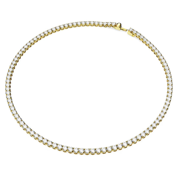 Swarovski Matrix Tennis Necklace, Round Cut, White, 18k gold plated