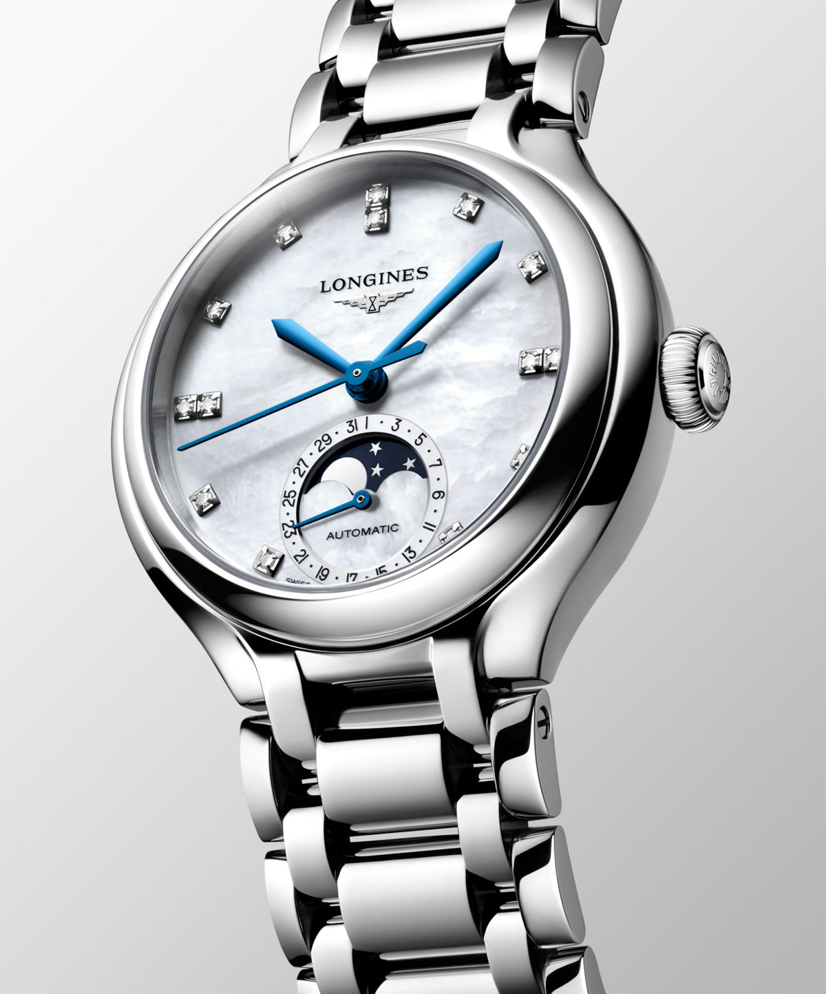 Longines Primaluna Moonphase Dot Diamond Dial 34mm Watch