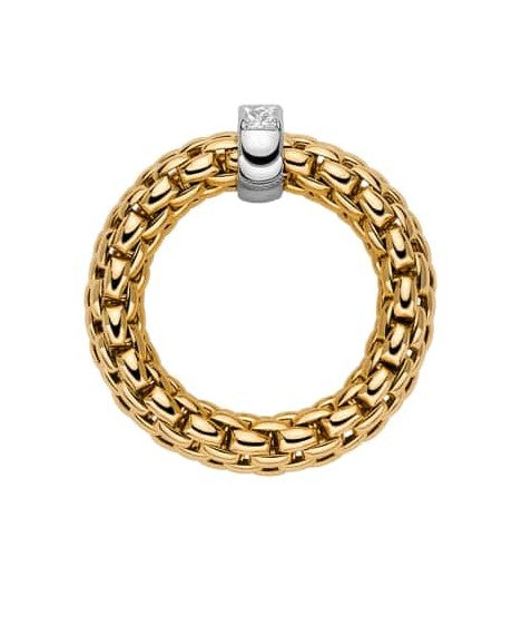 Fope Flex'It 18ct Yellow Gold Ring with Diamonds