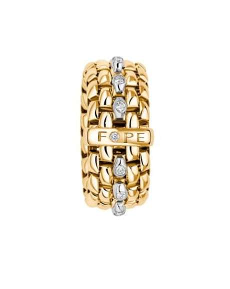 Fope Flex'It 18ct Yellow Gold Ring with Diamond Set