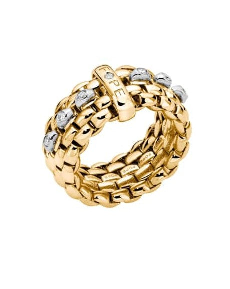 Fope Flex'It 18ct Yellow Gold Ring with Diamond Set