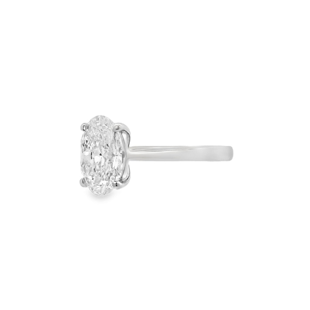Oval Cut Single Stone 2.05ct Lab Grown Diamond, Platinum