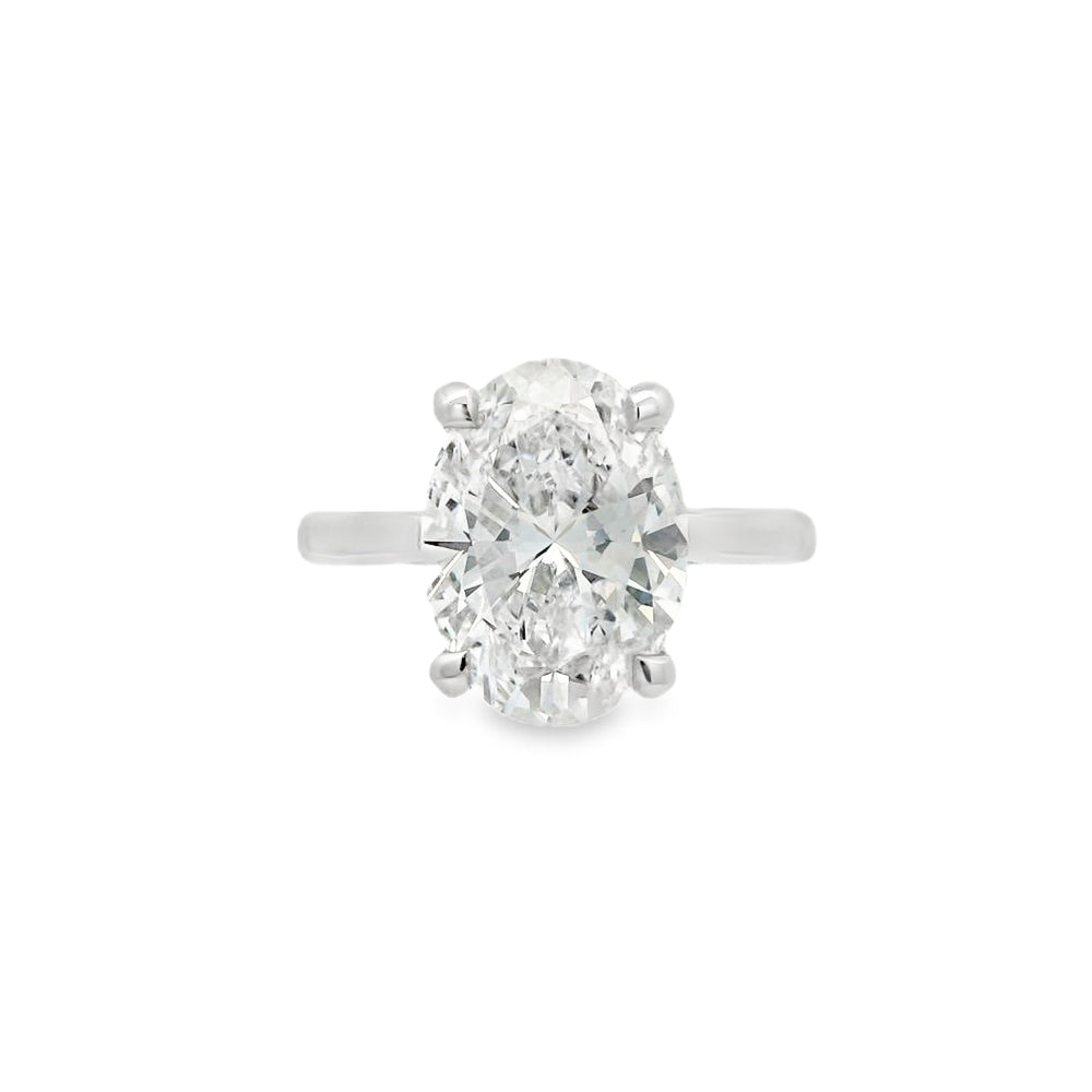 Oval Cut Single Stone 4.03ct Lab Grown Diamond, Platinum
