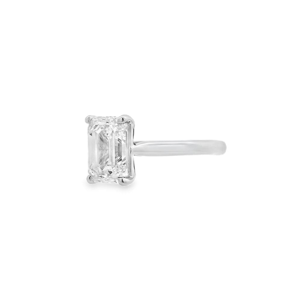 Emerald Cut Single Stone 3.02ct Lab Grown Diamond, Platinum