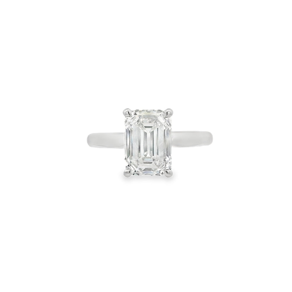 Emerald Cut Single Stone 3.02ct Lab Grown Diamond, Platinum