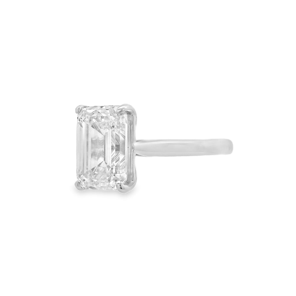 Emerald Cut Single Stone 4.03ct Lab Grown Diamond, Platinum