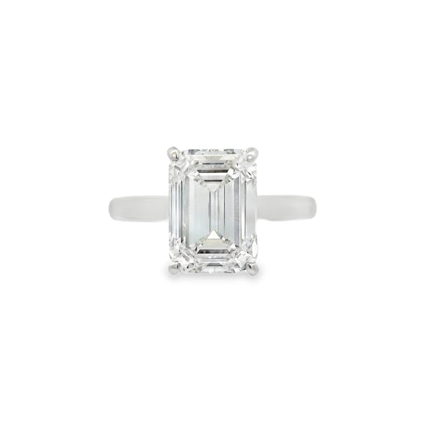 Emerald Cut Single Stone 4.03ct Lab Grown Diamond, Platinum
