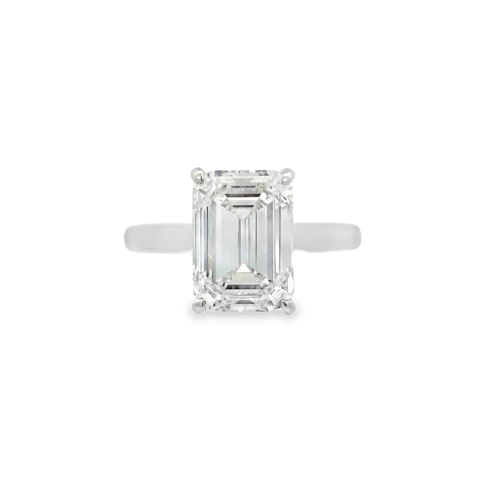 Emerald Cut Single Stone 4.03ct Lab Grown Diamond, Platinum