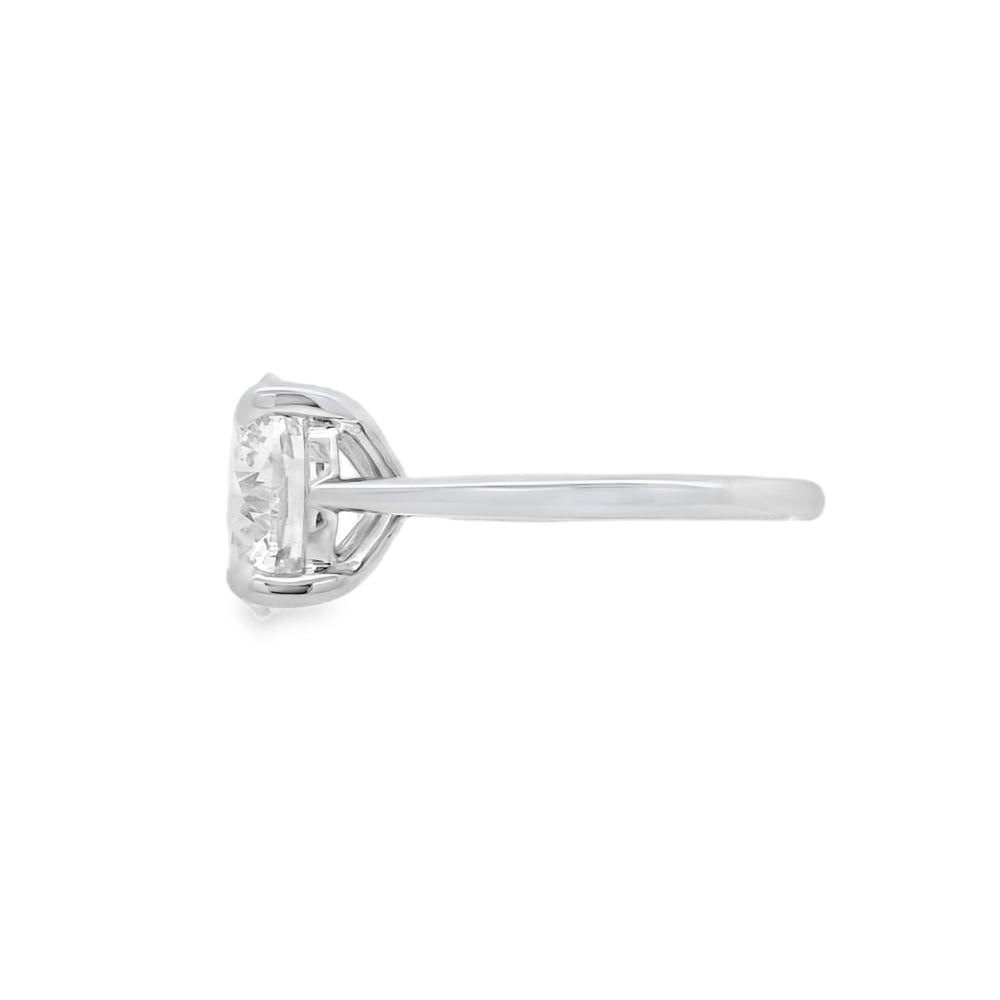 Round Brilliant Cut Single Stone 5.01ct Lab Grown Diamond, Platinum Ring
