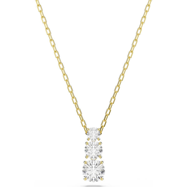 Swarovski Stilla Attract pendant, Round cut, White, Gold-tone plated