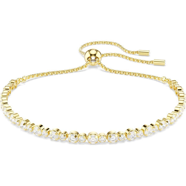 Swarovski Matrix Tennis bracelet, Round cut, White, Gold-tone plated
