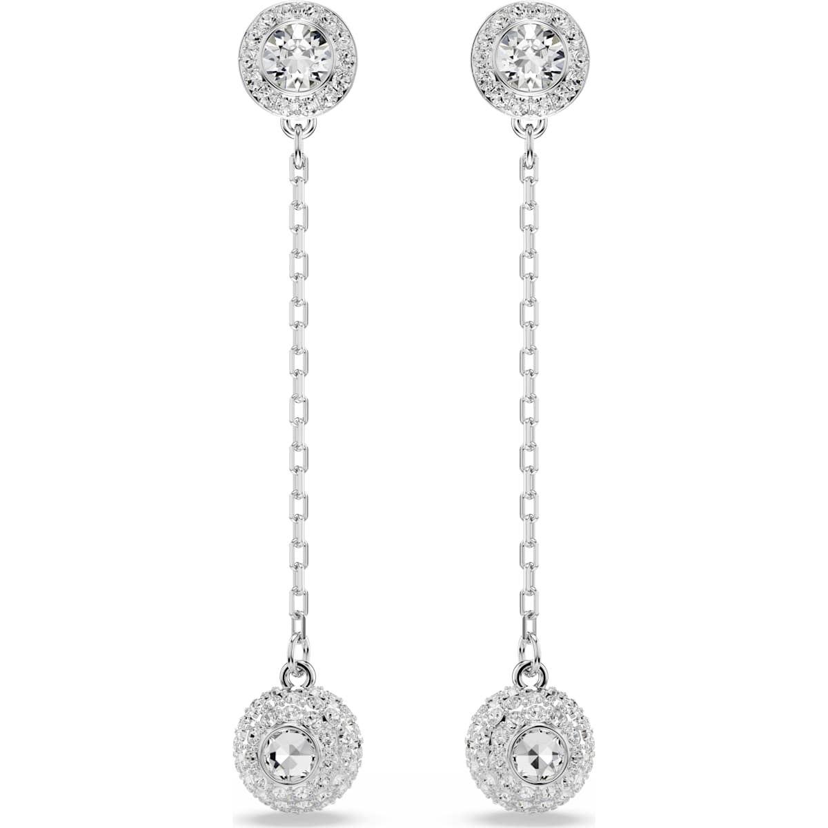 Swarovski Una Angelic drop earrings, Round cut, White, Rhodium plated