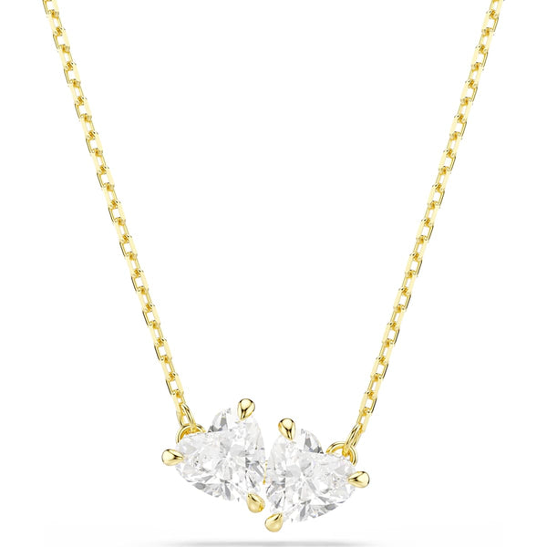 Swarovski Mesmera Attract necklace, Heart, White, Gold-tone plated