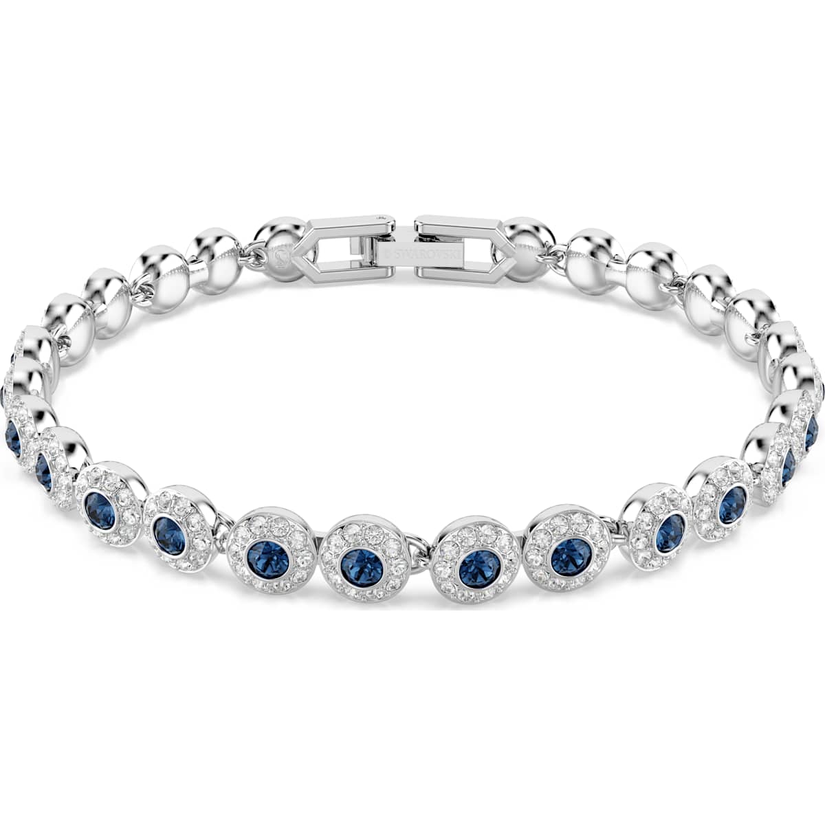 Swarovski Una Angelic Tennis bracelet, Round cut, Blue, Rhodium plated