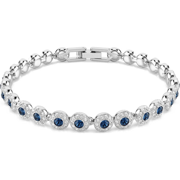 Swarovski Una Angelic Tennis bracelet, Round cut, Blue, Rhodium plated
