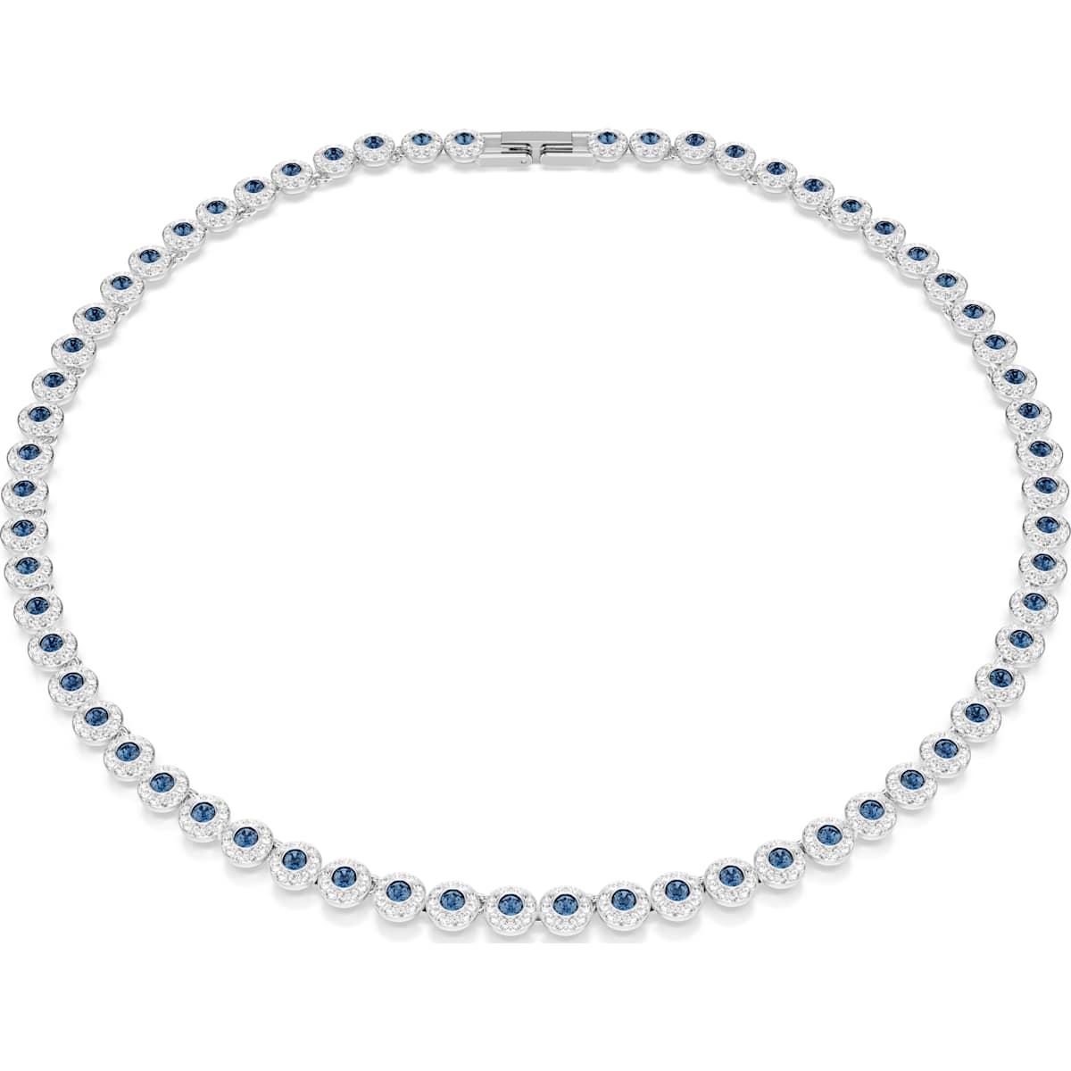 Swarovski Una Angelic Tennis necklace, Round cut, Blue, Rhodium plated