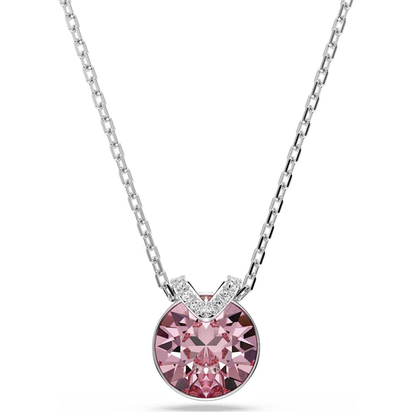 Swarovski Bella V pendant, Round cut, Pink, Rhodium plated