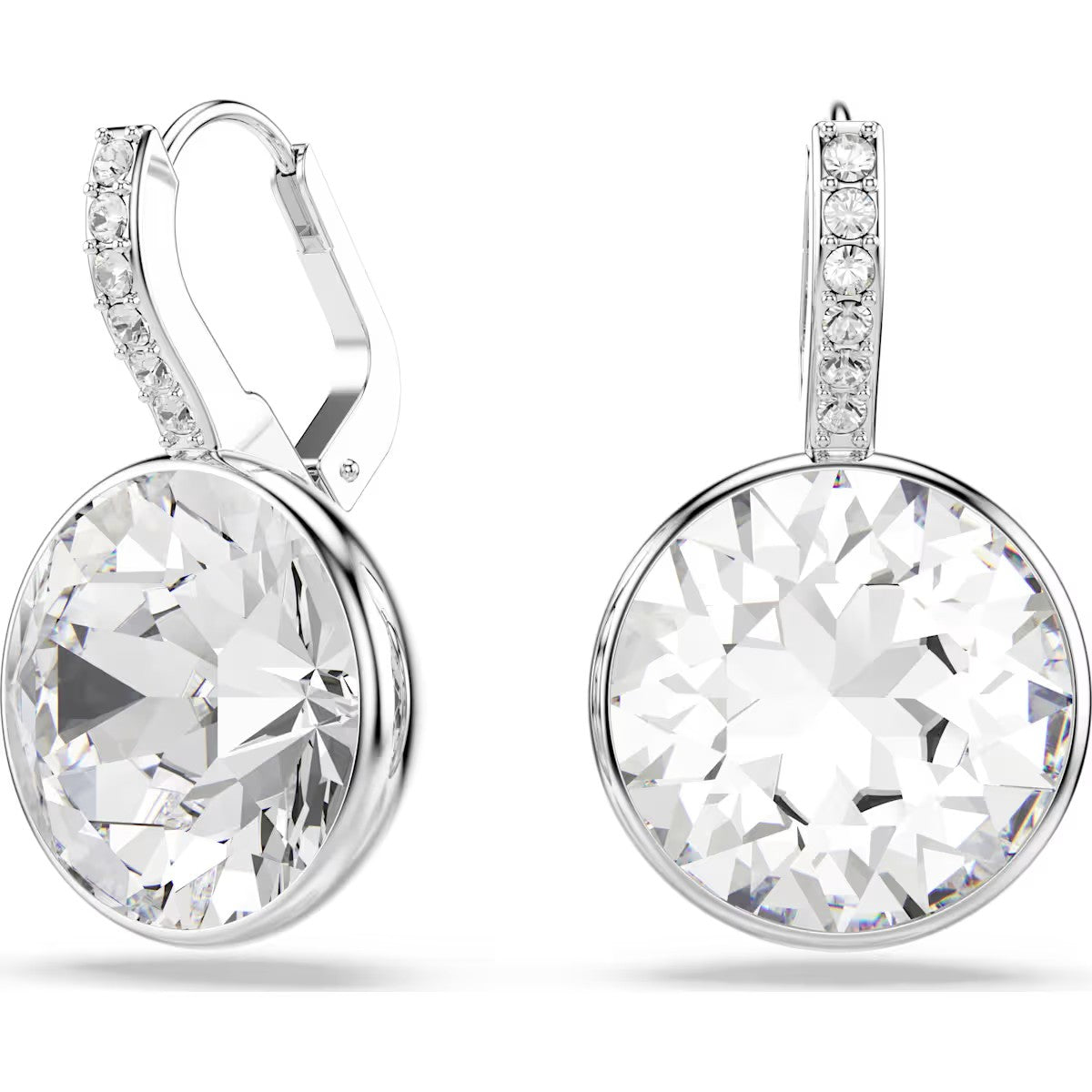 Swarovski Millenia drop earrings, Round cut, White, Rhodium plated