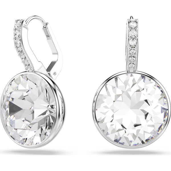 Swarovski Millenia drop earrings, Round cut, White, Rhodium plated