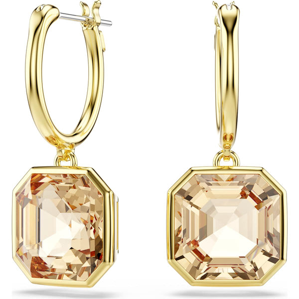 Swarovski Millenia Drop Earrings, Square cut, Caramel, Gold-tone plated 5731148